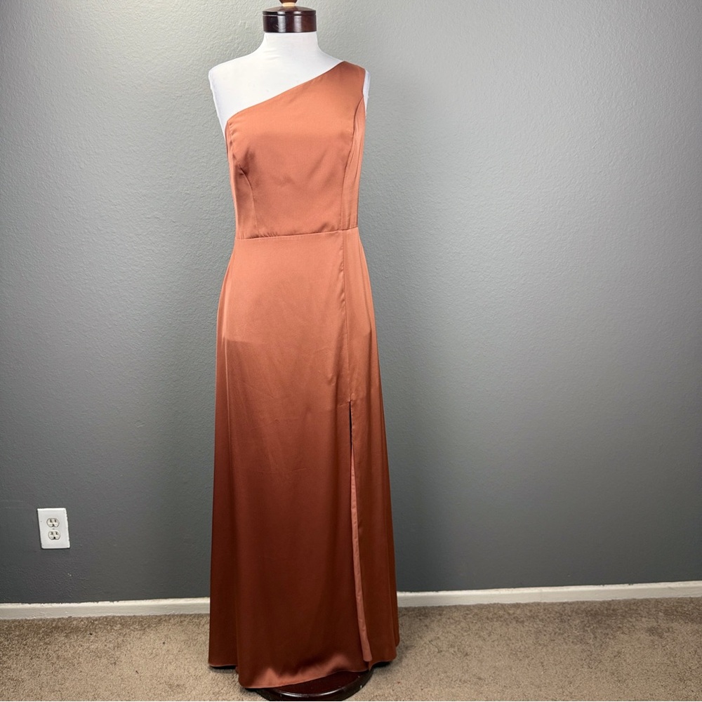 Birdy Grey One-Shoulder terracotta matte satin